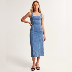 Abercrombie & Fitch Light Blue Denim Midi Dress